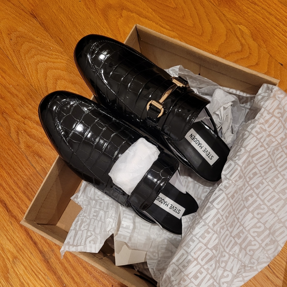 Black croc mule by Steve Madden Kandi Slip-On Mule